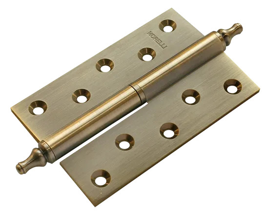 Петля карточная латунная разъемная MB 120X80X3.5 AB L C левая с короной, врезная на круглой оси, вес полотна до 60 кг, цвет античная бронза
