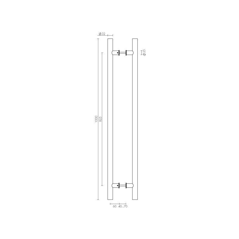 Ручка-скоба Fuaro (Фуаро) PULL.PH25/825.22 INOX 304 (PH-22-25/825-INOX) - Вид 2