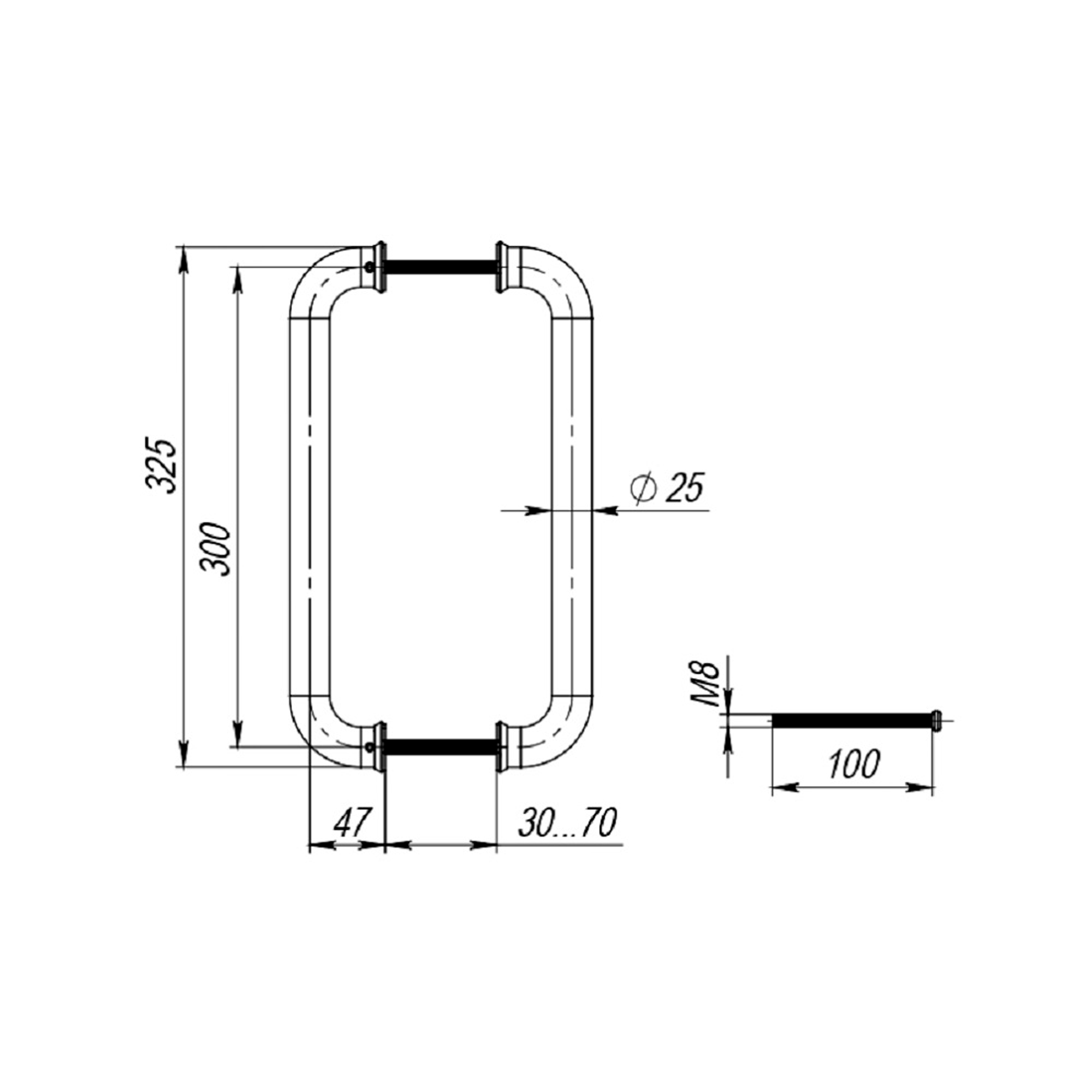 Ручка-скоба Fuaro (Фуаро) PULL.PH25/300.21 INOX 201 (PH-21-25/300-INOX) - Вид 3