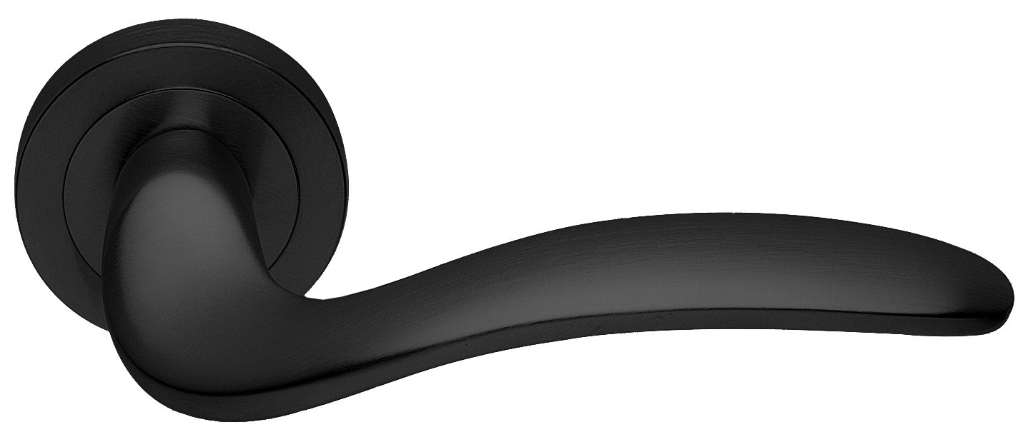 Ручка дверная COBRA R2 NERO-ST на круглой розетке,на круглой розетке цвет черный soft touch