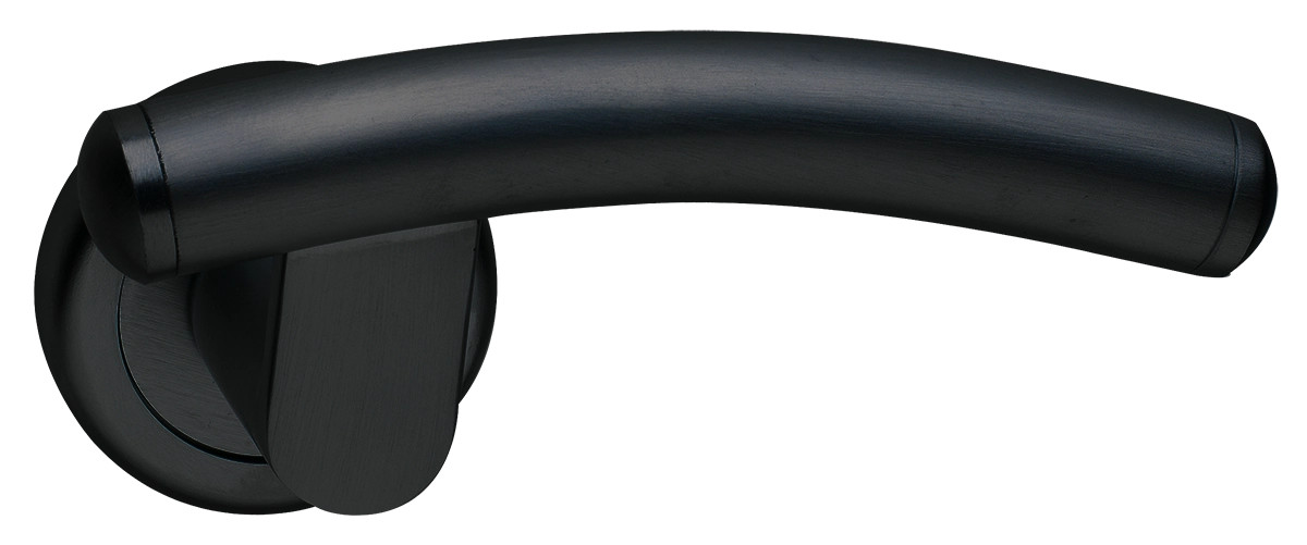 Ручка дверная LUNA R4 NERO-ST на круглой розетке цвет черный soft touch