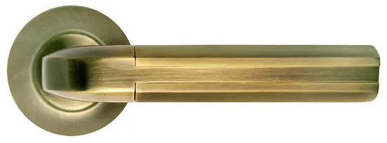 Ручка дверная МОЗАИКА MH-11 MAB/AB раздельная на круглой розетке цвет бронза/античная, ЦАМ