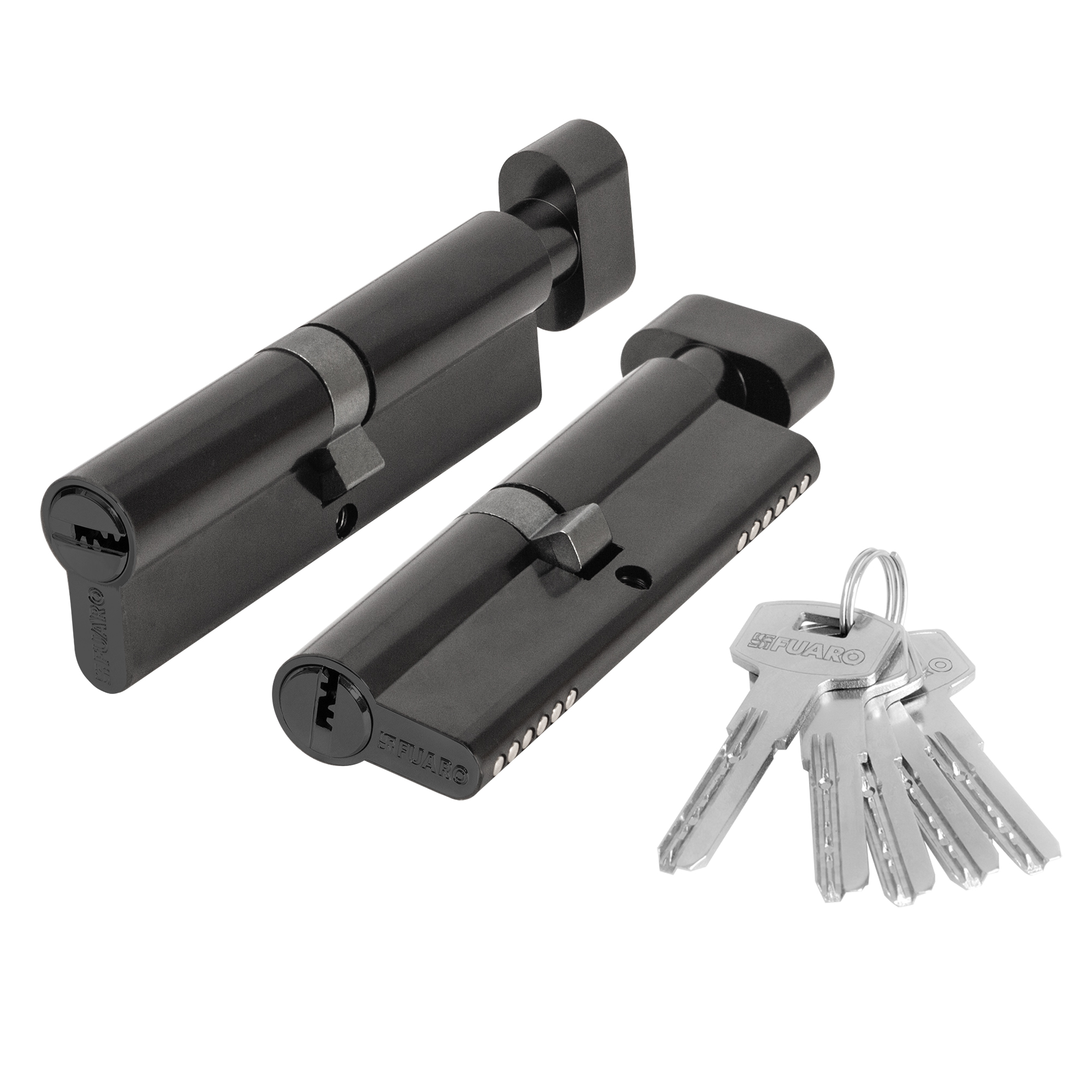 Цилиндровый Fuaro (Фуаро) механизм (200 ZM/100) 2000ZM Knob 100 (45+10+45) BL-24 черный 5Key с вертушкой