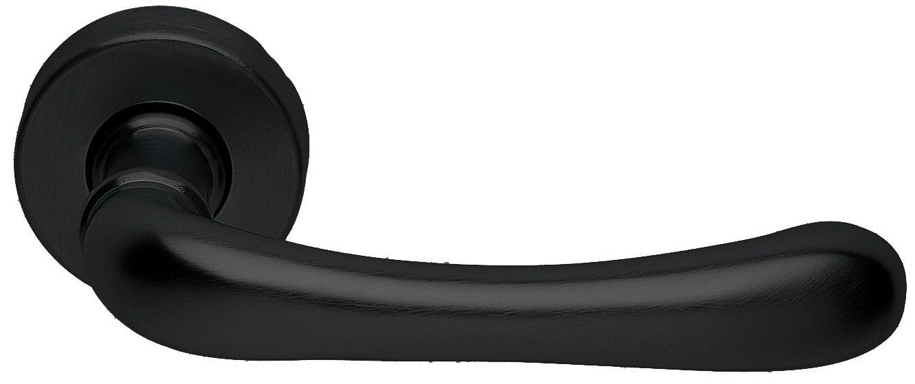 Ручка дверная RING R3-E NERO-ST на круглой розетке цвет черный soft touch