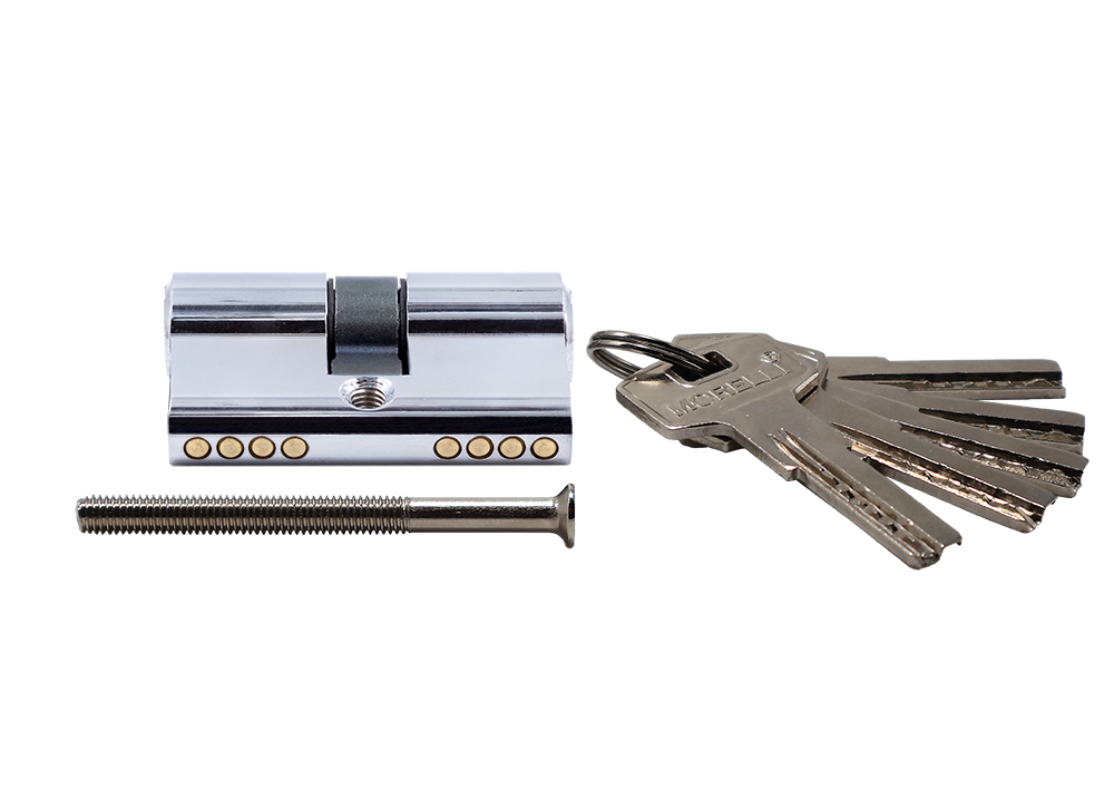Ключевой цилиндр высокой секретности HS 50C PC (50мм), цвет хром - Вид 2