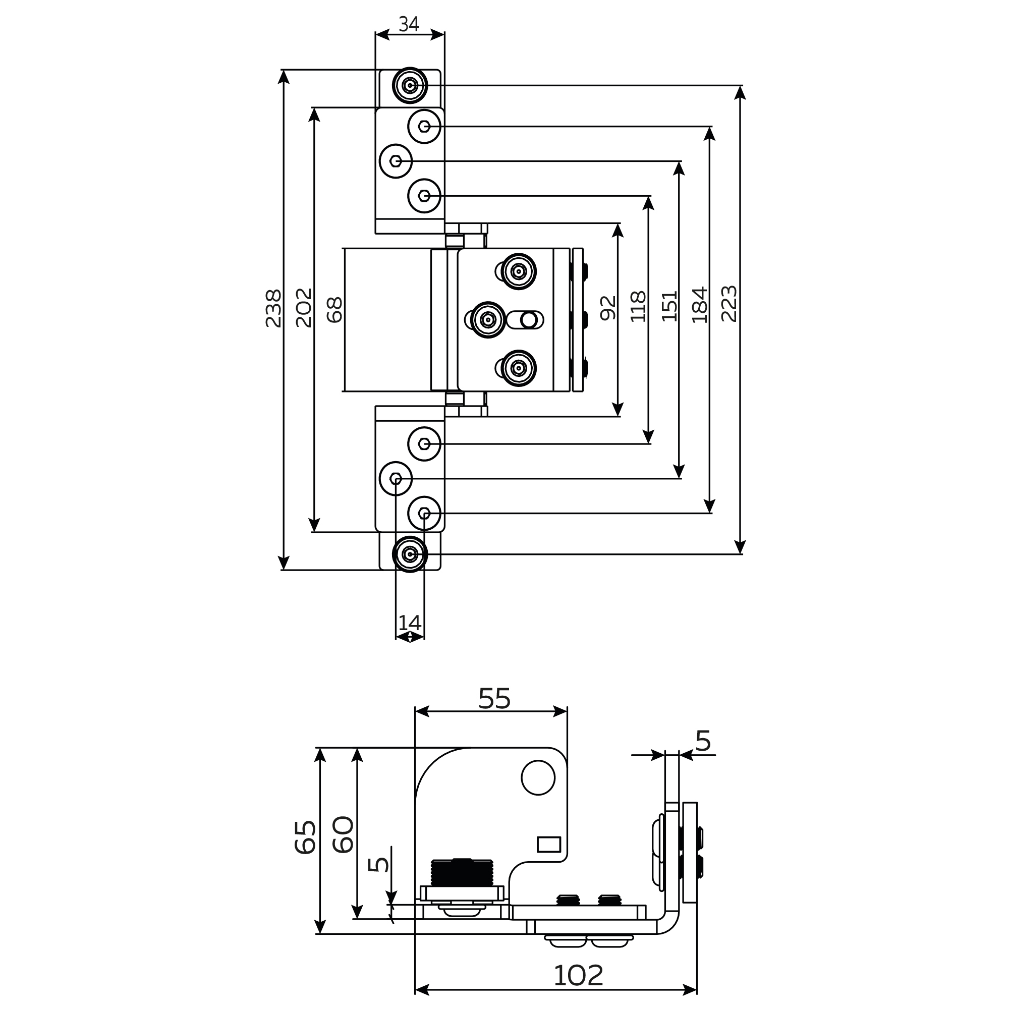 Петля Fuaro (Фуаро) скрытой установки HHR-120 BL (черный) до 120 кг (на 2 петли) - Вид 2