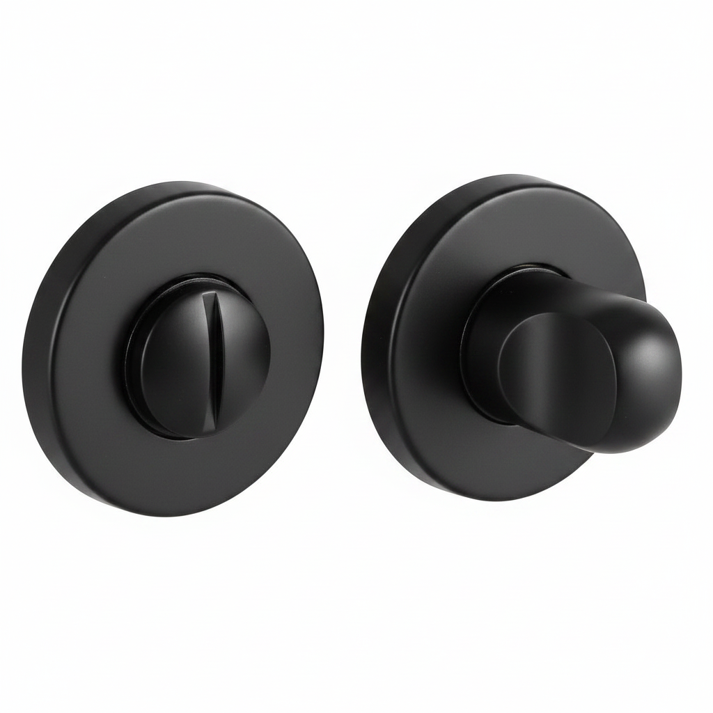 Завертка сантехническая LUX-WC-R3-E NERO-ST на круглой розетке цвет черный soft-touch, ЦАМ