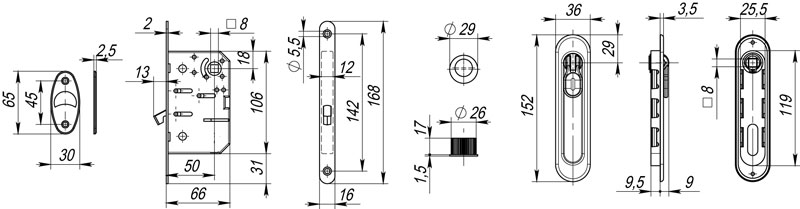 Набор Armadillo (Армадилло) для раздвижных дверей SH.LD152.KIT011-BK (SH011-BK) AB-7 бронза - Вид 2