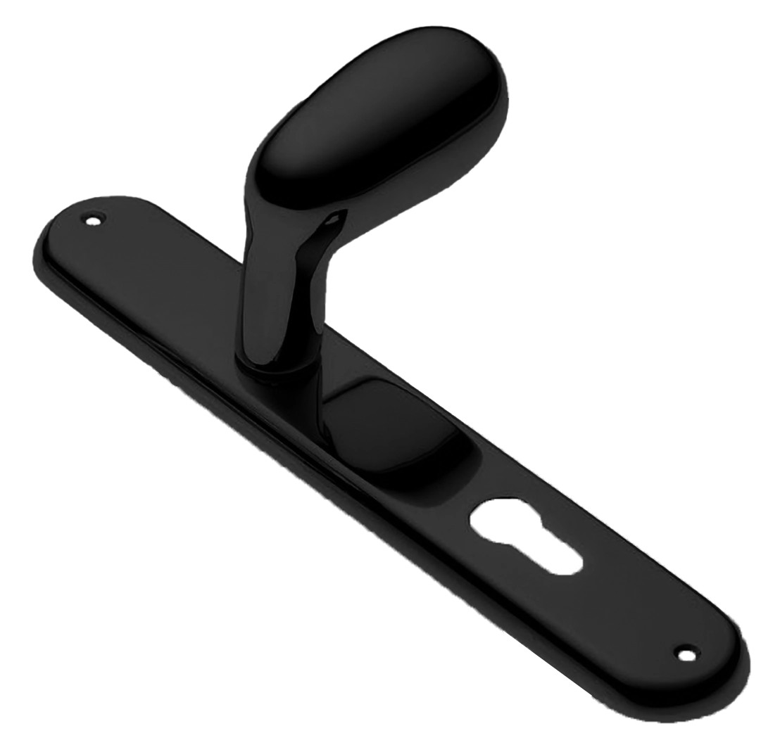 Ручка дверная UOVO PL NERO-ST на планке цвет черный soft touch