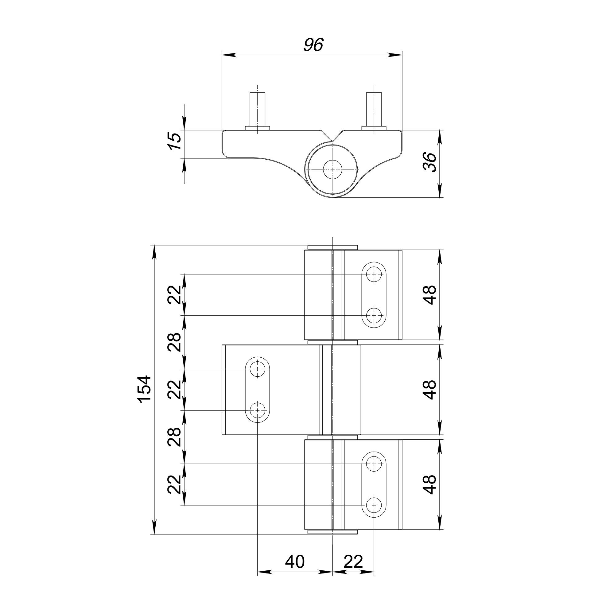 Петля Punto (Пунто) дверная IN-U3B1-150A (RAL 9016) (АНКЕРНАЯ) белый - Вид 2