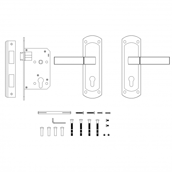 Замок цилиндровый Punto (Пунто) с ручкой LOCKSET90.ORION.4585-3 (KIT P90 4585/3 ORION) SN/CP мат.никель/хром - Вид 2
