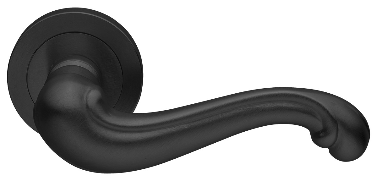 Ручка дверная BAROCCO R2 NERO-ST на круглой розетке,на круглой розетке цвет черный soft touch