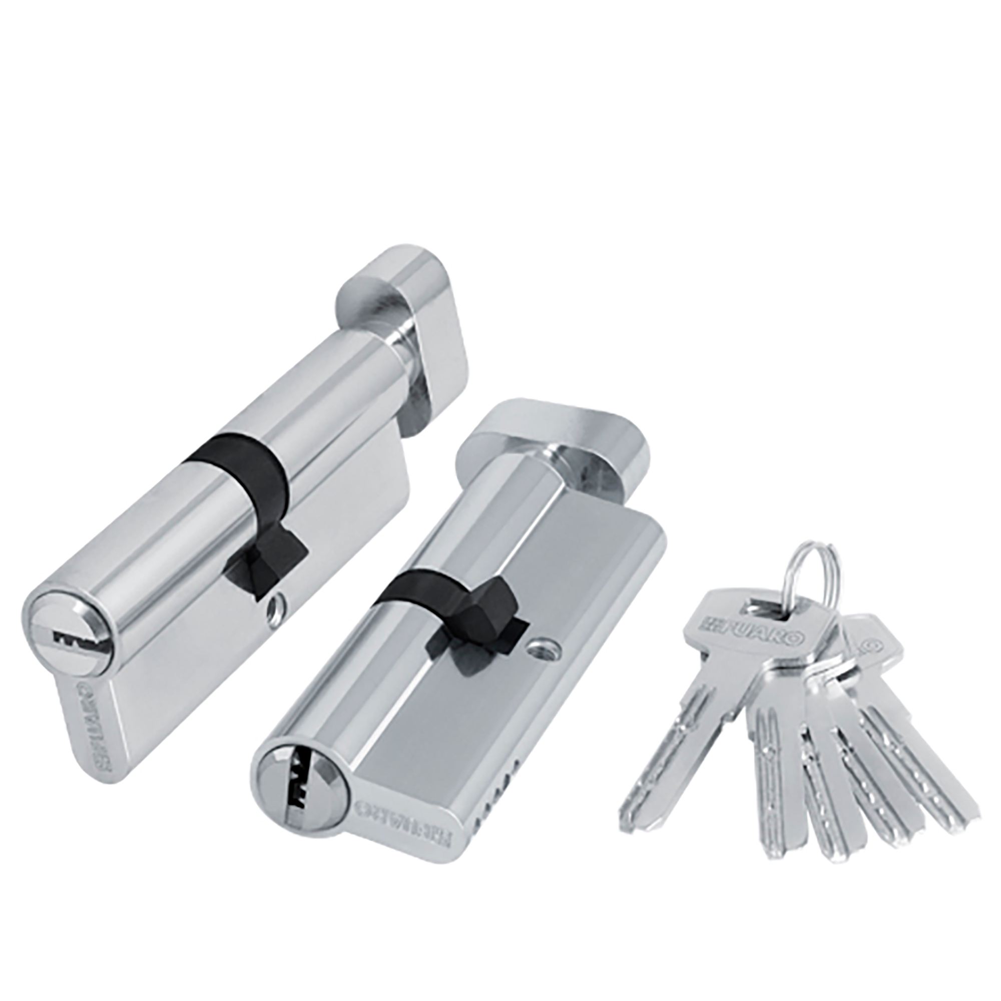 Цилиндровый Fuaro (Фуаро) механизм (200 ZM/80) 2000ZMKnob80(30+10+40) CP хром 5Key с вертушкой