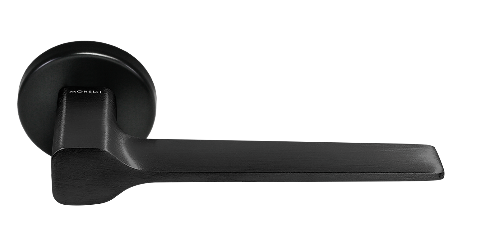 Ручка дверная GRAND CARAT R5 NERO-ST раздельная на круглой розетке, цвет черный soft-touch