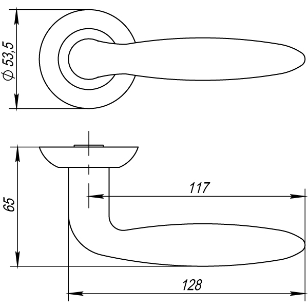 Ручка Punto (Пунто) раздельная R.TL54.BASIS (BASIS TL) SN/CP-3 матовый никель/хром - Вид 2
