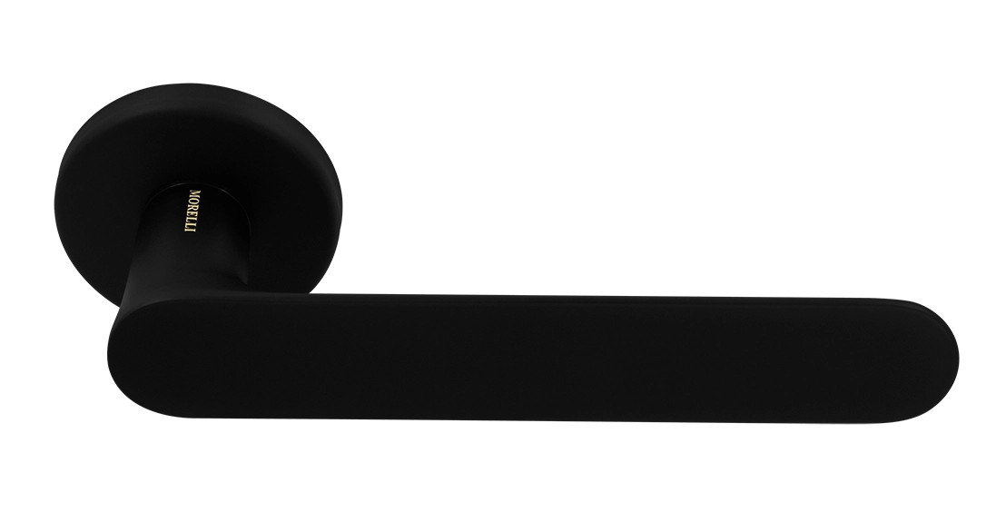Ручка дверная LE BOAT R5 NERO-ST раздельная на круглой розетке, цвет черный soft-touch, латунь
