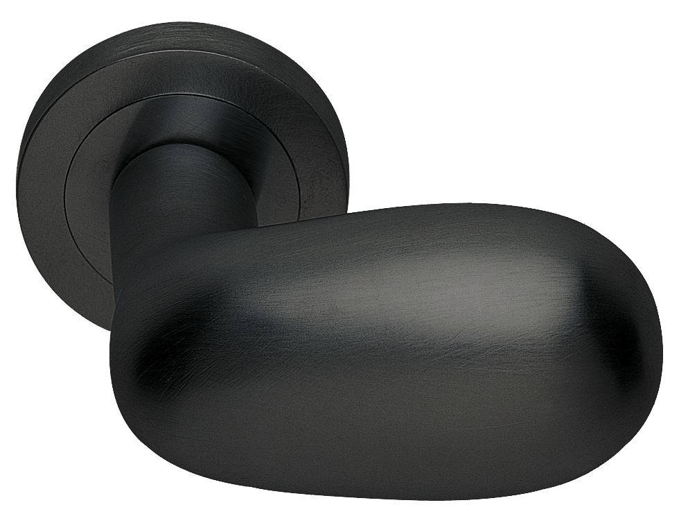 Ручка дверная UOVO R2 NERO-ST на круглой розетке,на круглой розетке цвет черный soft touch