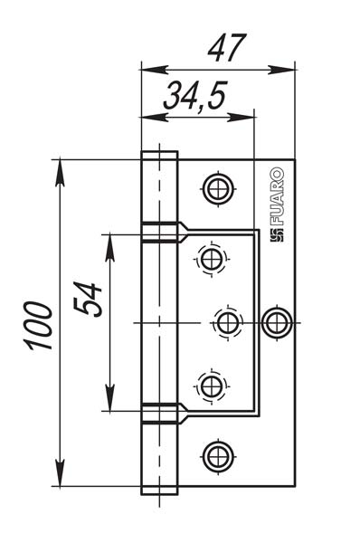Петля Fuaro (Фуаро) универсальная без врезки 300-2BB/BL 100x2,5 PB (латунь) БЛИСТЕР - Вид 2