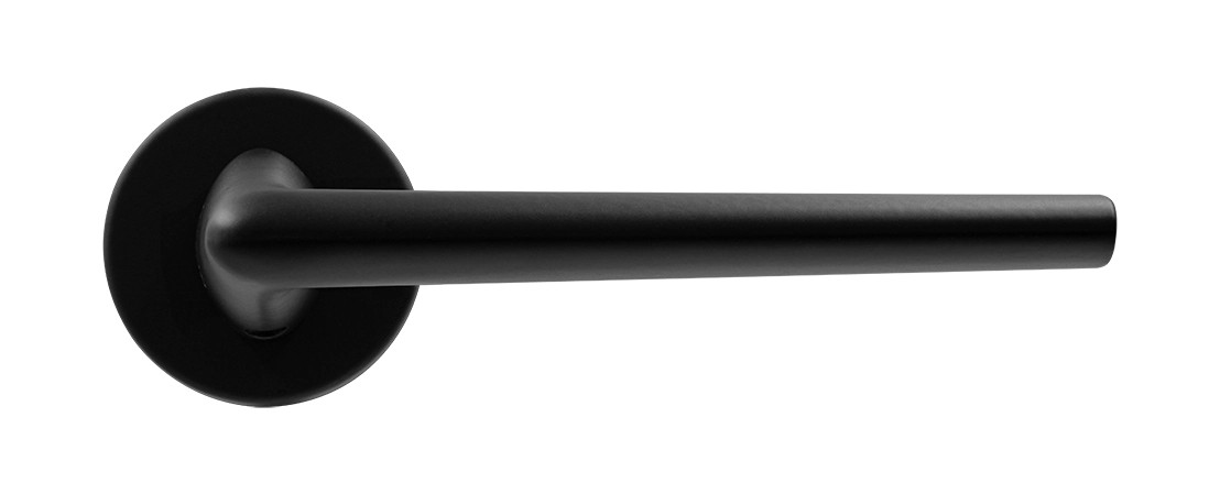 Ручка дверная THE FORCE R5 NERO-ST на круглой розетке, цвет черный soft-touch, ЦАМ - Вид 2