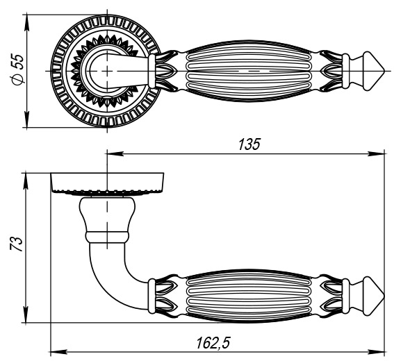 Ручка Armadillo (Армадилло) раздельная R.CL55.Bella (Bella CL2) FG-10 французское золото - Вид 2