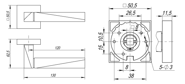 Ручка Fuaro (Фуаро) раздельная K.DM51.DIAMOND (DIAMOND DM) SN/CP-3 матовый никель/хром - Вид 2