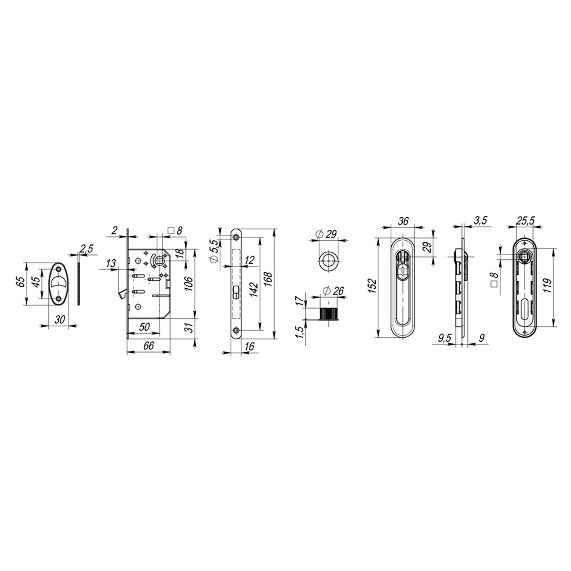 Набор Armadillo (Армадилло) для раздвижных дверей SH.LD152.KIT011-BK (SH011-BK) СP-8 хром - Вид 2