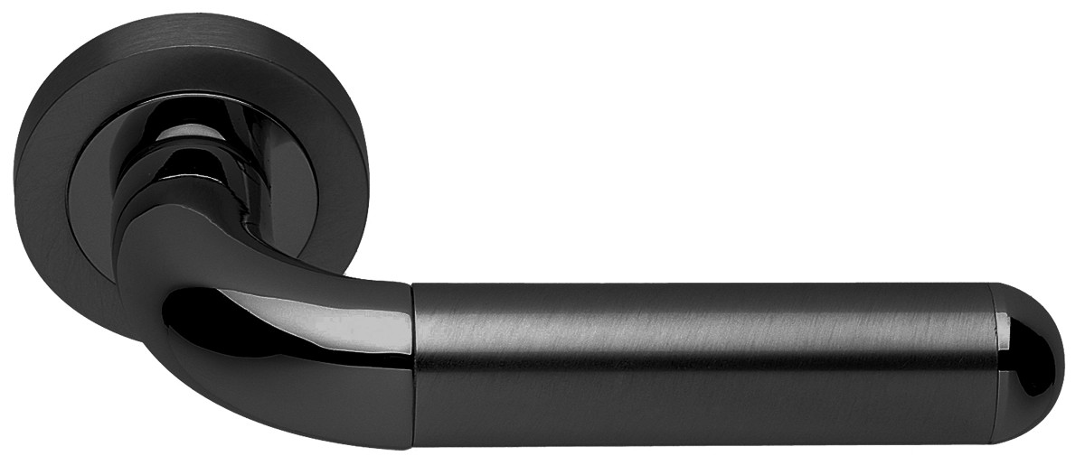 Ручка дверная GAVANA R2 NERO-ST на круглой розетке,на круглой розетке цвет черный soft touch