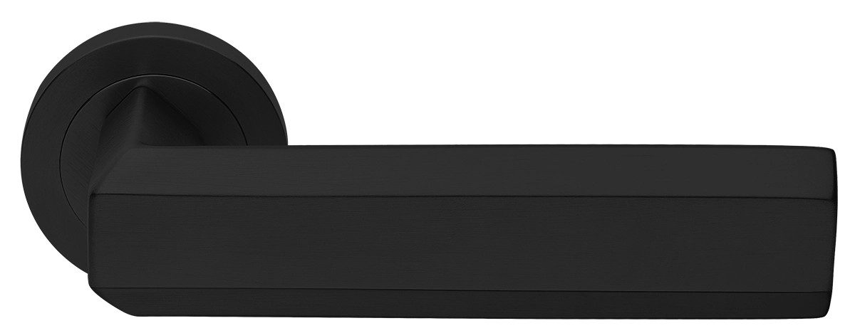 Ручка дверная HARMONY R2 NERO-ST на круглой розетке,на круглой розетке цвет черный soft touch