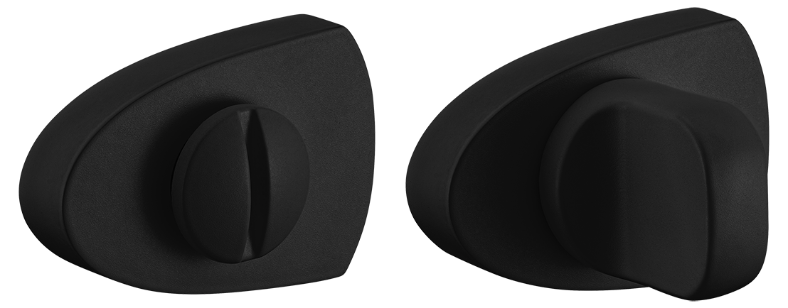 Завертка сантехническая LUX-WC-UN NERO-ST на фигурной розетке цвет черный soft-touch. ЦАМ