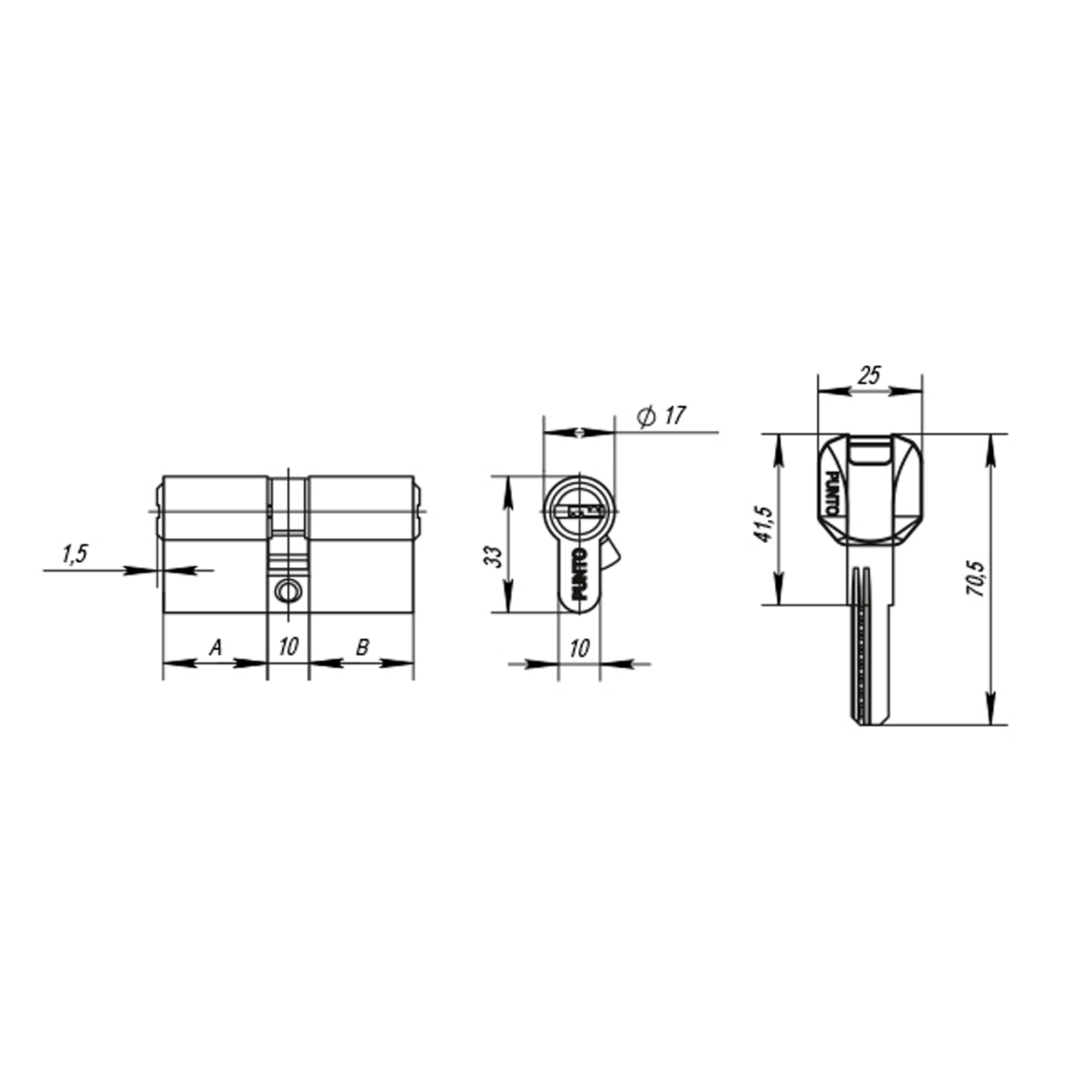 Цилиндровый Punto (Пунто) механизм MaxPro7000Key65mm(25+10+30) SN никель 7key - Вид 2