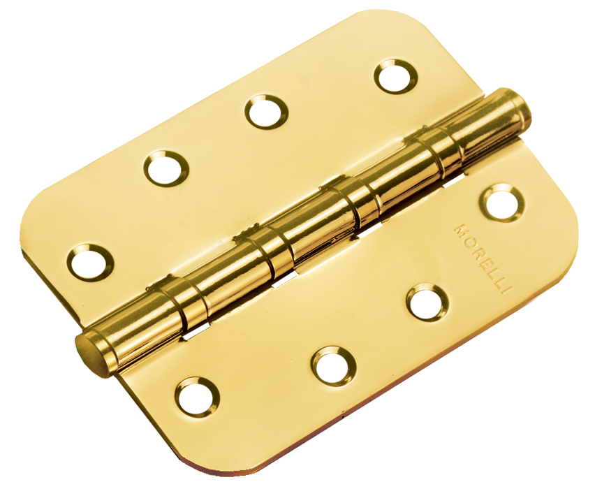 Петля стальная MSN-C 100X70X2.5-4BB SG скругленная универсальная с подшипником, вес полотна до 40 кг, цвет матовое золото