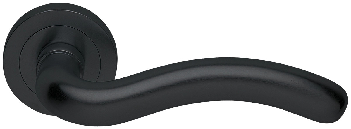 Ручка дверная SNAKE R2 NERO-ST на круглой розетке,на круглой розетке цвет черный soft touch
