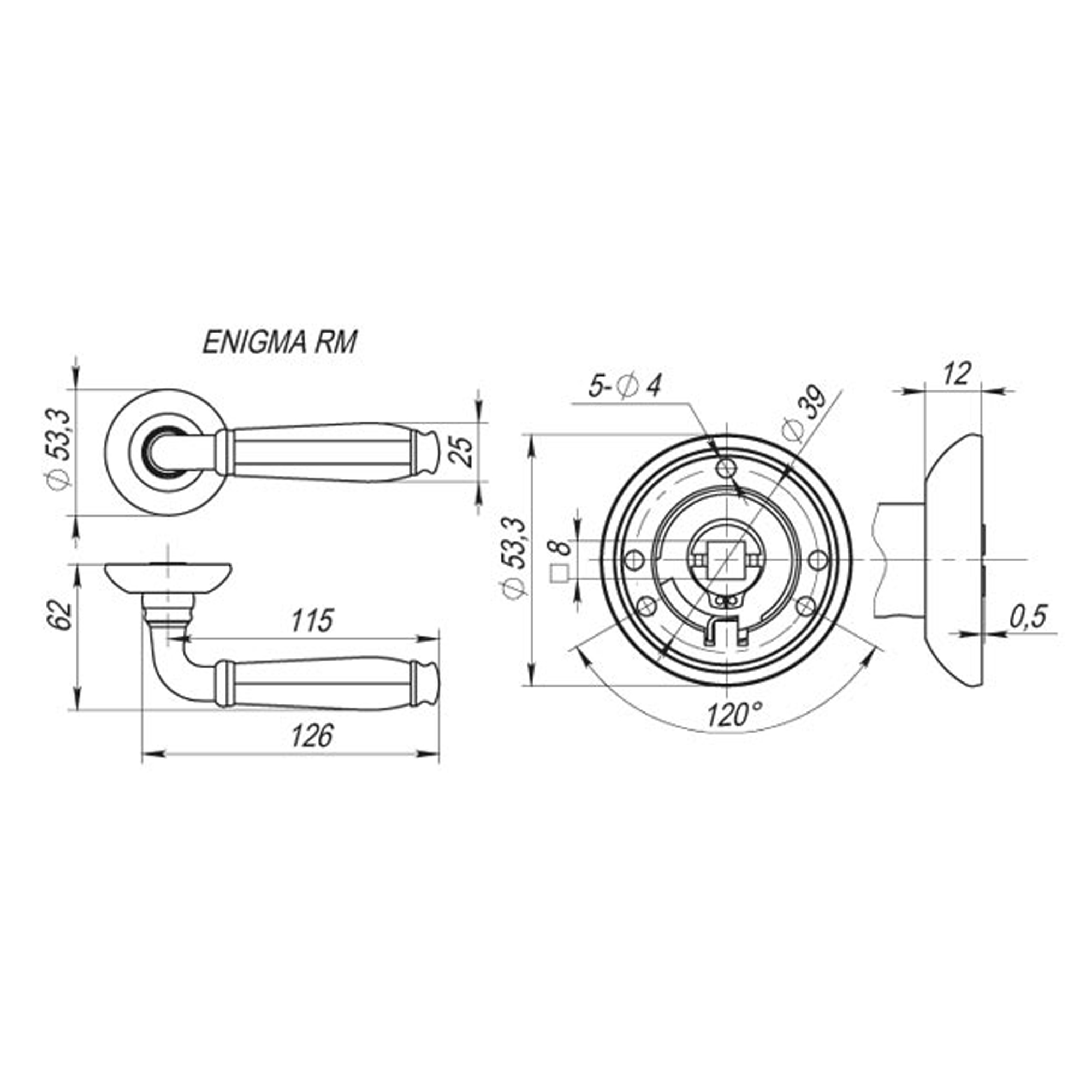 Ручка Fuaro (Фуаро) раздельная R.RM54.ENIGMA (ENIGMA RM) SN/CP-3 матовый никель/хром - Вид 2