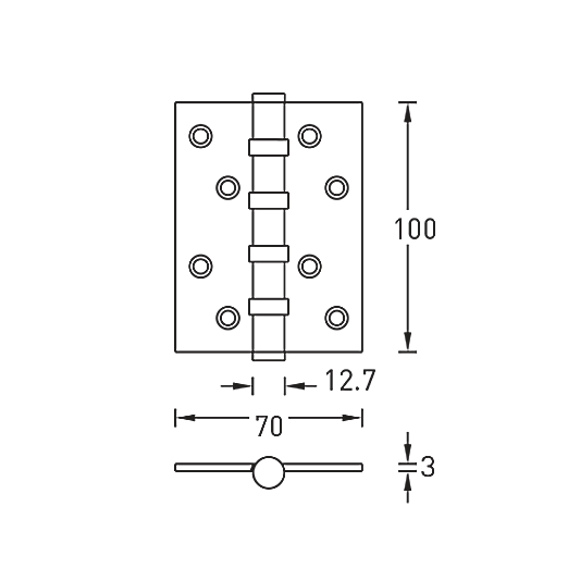 Изделие Петля универсальная A010-C 100X70X3-4BB-1ACF - Вид 2