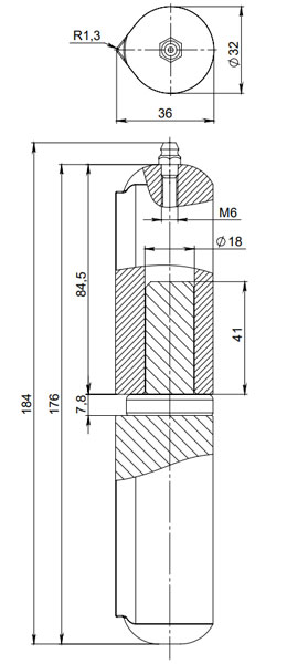 Петля приварная D32x180SM с масленкой - Вид 2