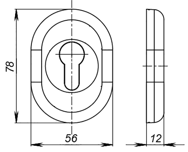 Накладка Fuaro (Фуаро) на цилиндр ESC.C/CRE/OV.12 (ESC-12C) CP хром (2шт. в уп.,отгр. по 1 шт.) - Вид 2