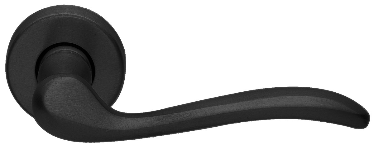 Ручка дверная TOSCANA R2 NERO-ST на круглой розетке,на круглой розетке цвет черный soft touch