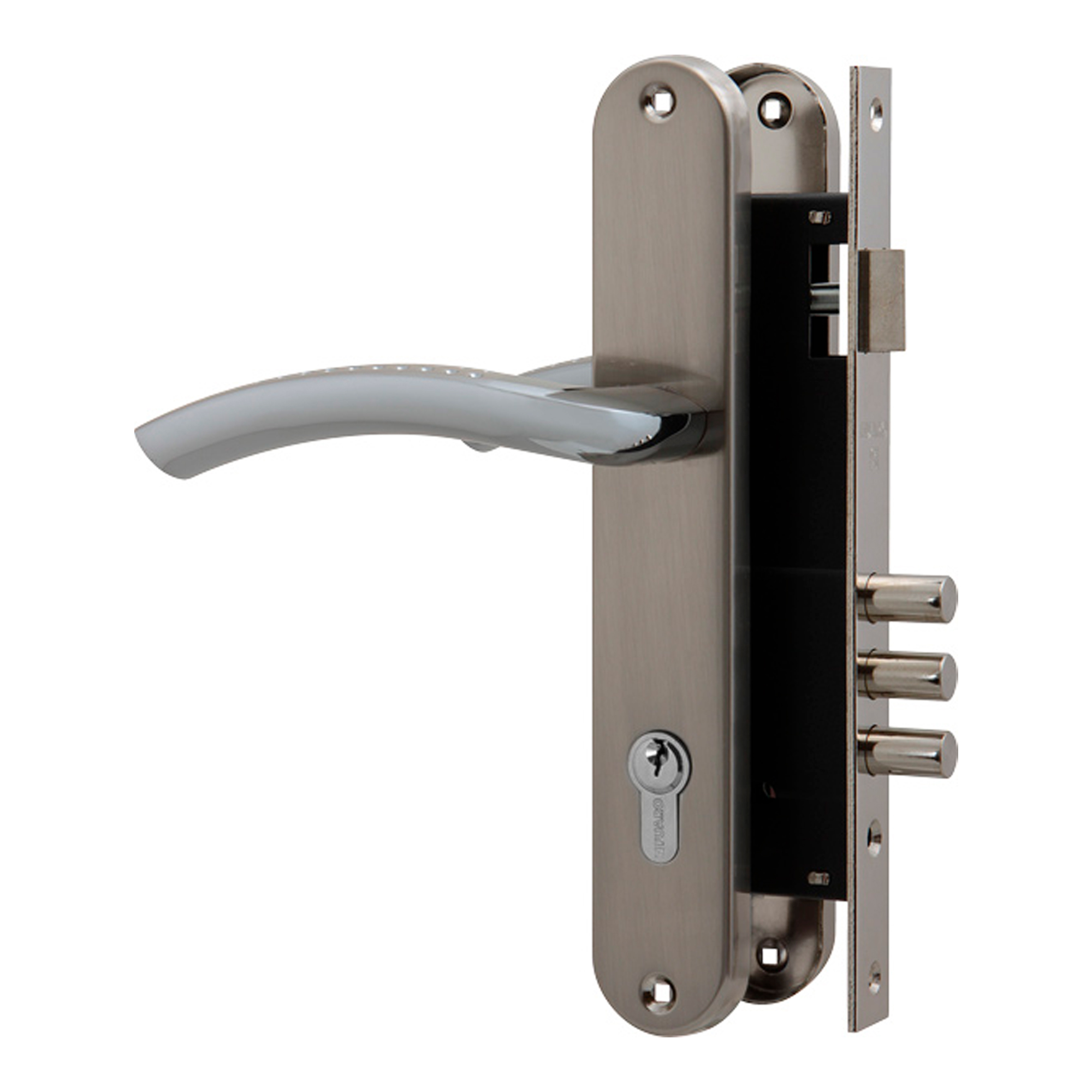 Замок цилиндровый Fuaro (Фуаро) с в комплекте с ручкой LOCKSET.9013 (SET F9011) SN/CP мат.никель