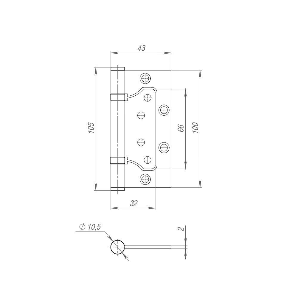 Петля Fuaro (Фуаро) универсальная без врезки IN4300W BL (300-2BB 100x2) (чёрный) - Вид 2