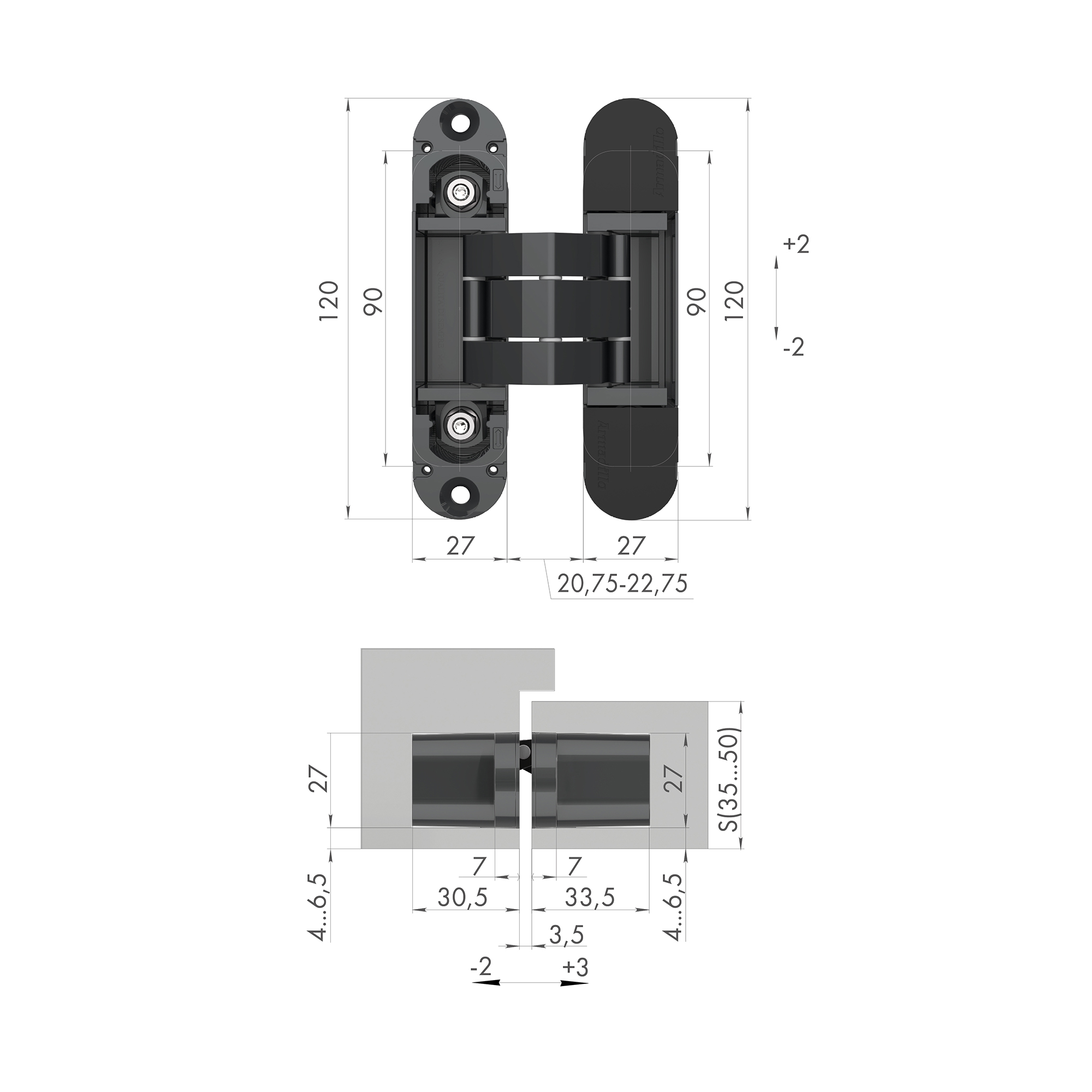 Петля Armadillo (Армадилло) скрытой установки U3D7000 FSG флор. золото TECH - Вид 4