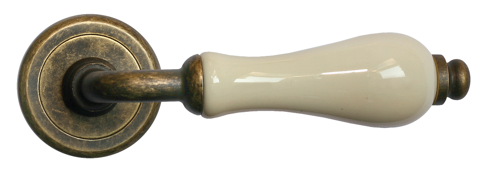 Ручка дверная CERAMICA R4 OBR/CHAMP раздельная на круглой розетке, цвет бронза/шампань, латунь - Вид 2