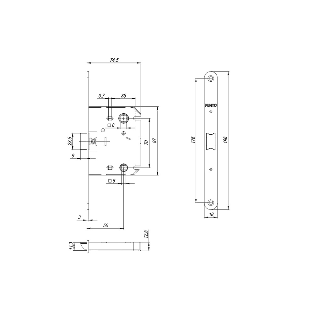 Защелка Punto (Пунто) PLASTPL70X-R20 (PL70X-R20 SN) (врезная) SN мат. никель упаковка - Вид 2