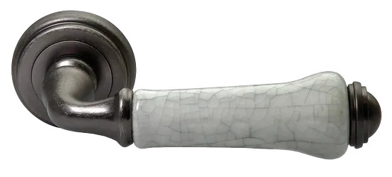 Ручка дверная UMBERTO MH-41-CLASSIC OMS/GR раздельная на круглой розетке, цвет старое матовое серебро/серый, ЦАМ