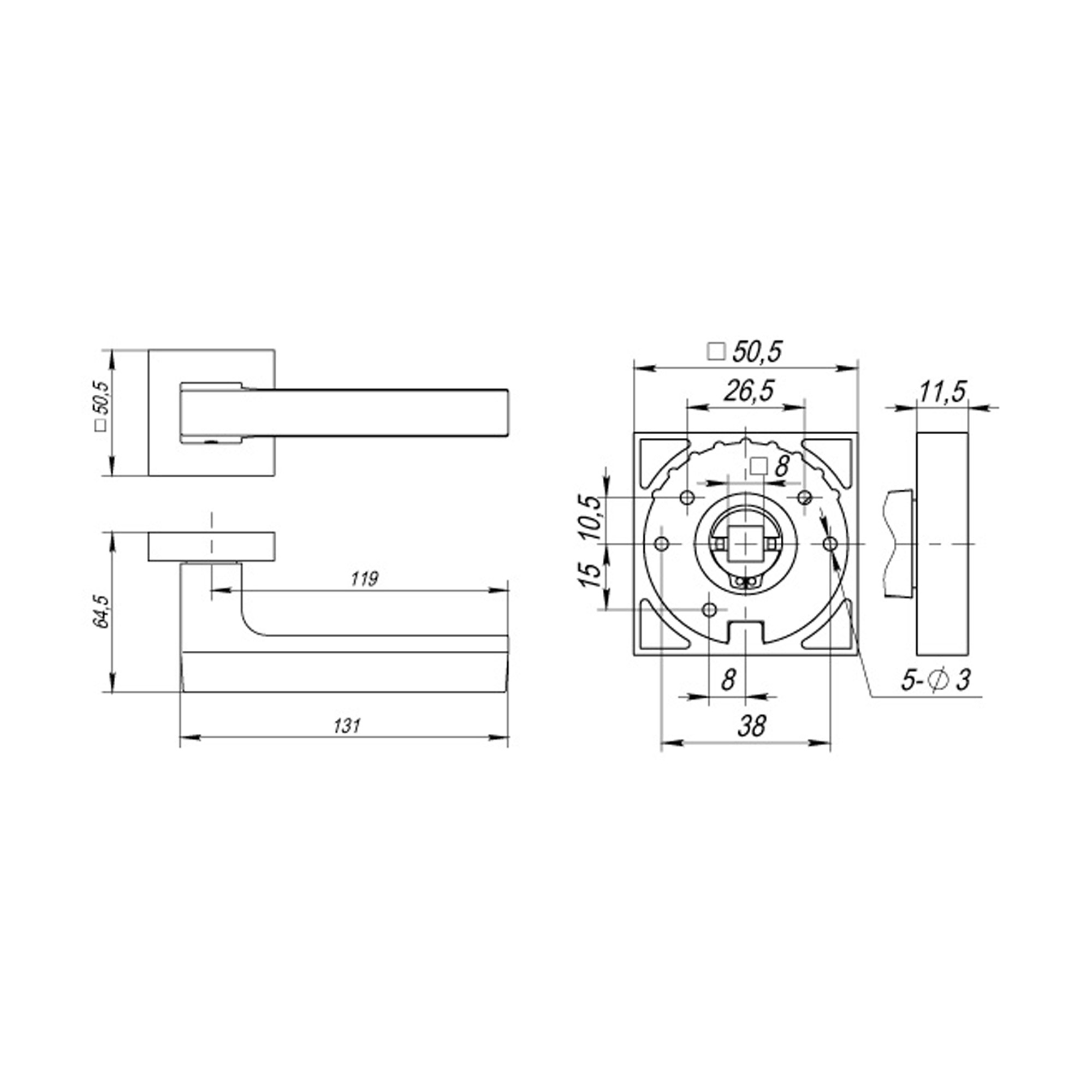 Ручка Fuaro (Фуаро) раздельная LM/Z K.QS52.FLASH CP/WH-19 хром/белый - Вид 2
