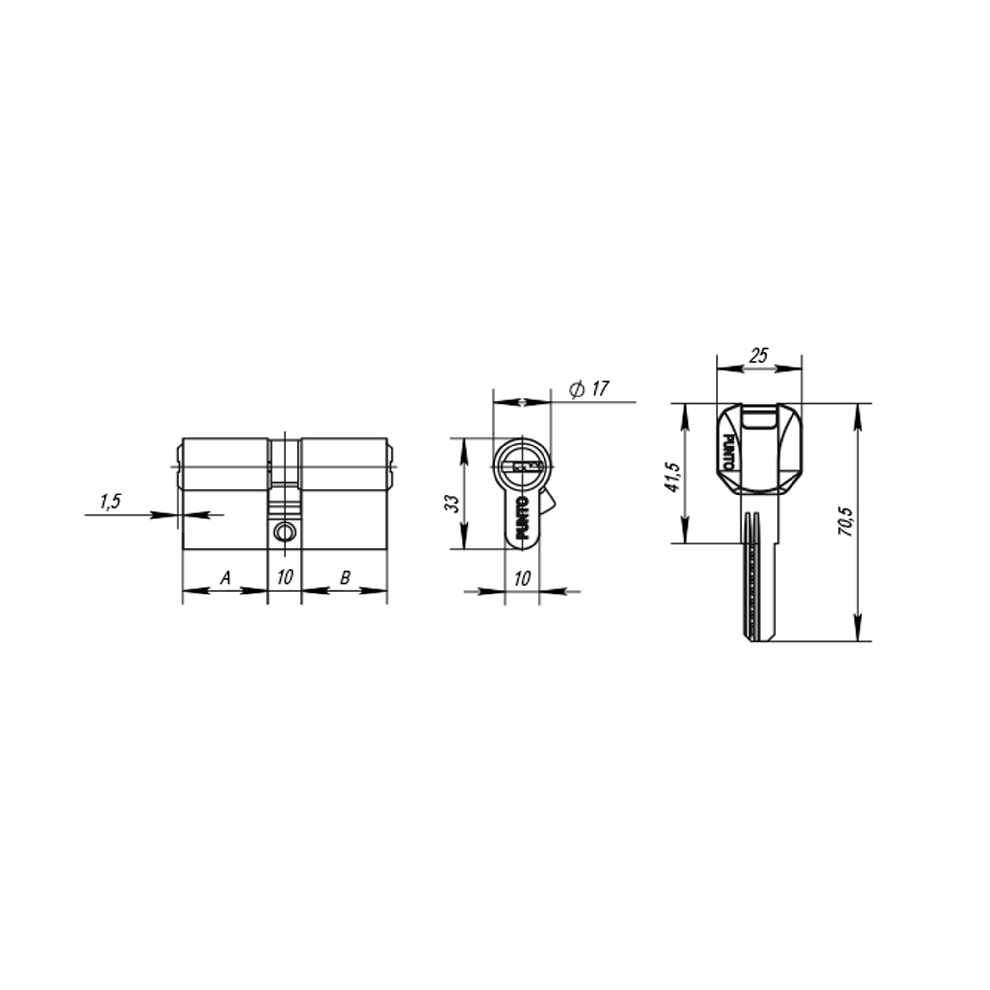 Цилиндровый Punto (Пунто) механизм MaxPro7000Key70mm(30+10+30) SN никель 7key - Вид 2