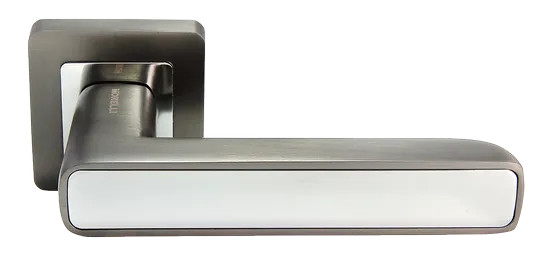 Ручка дверная FLEX MH-44 GR/CP-S55 раздельная на квадратной розетке, цвет графит/хром, ЦАМ