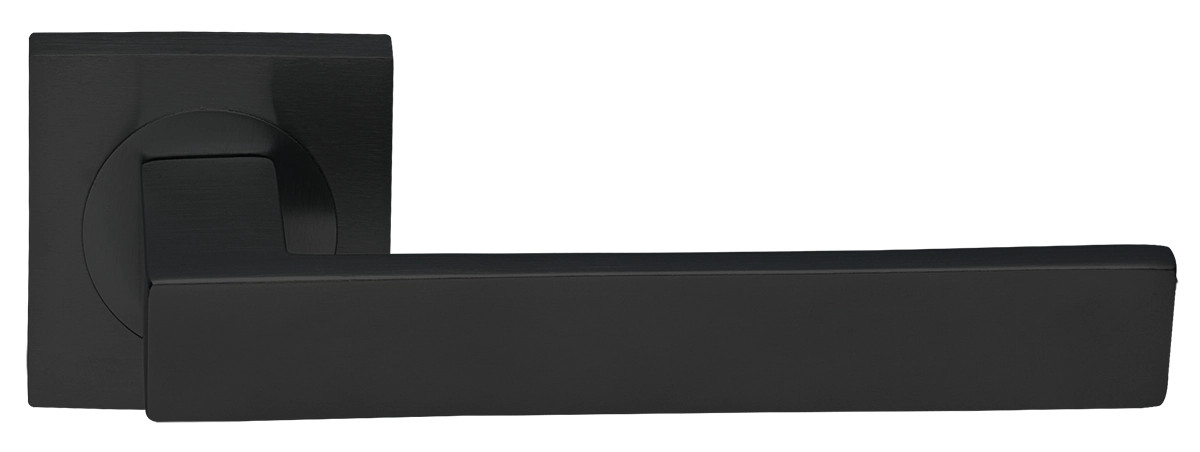 Ручка дверная WATERFALL S2 NERO-ST на квадратной розетке цвет черный soft touch