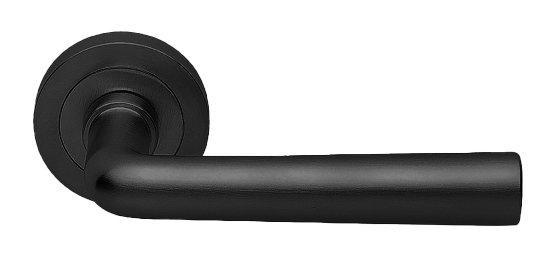 Ручка дверная UNDER R2 NERO-ST на круглой розетке,на круглой розетке цвет черный soft touch