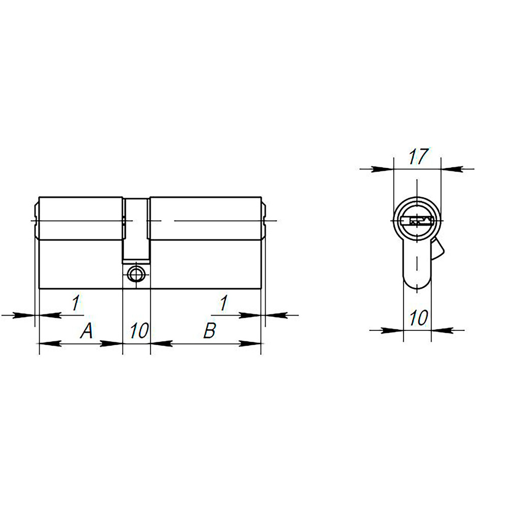 Цилиндровый Ajax (Аякс) механизм (AX200/70) AX2000Key70 (30+10+30) CP хром - Вид 2