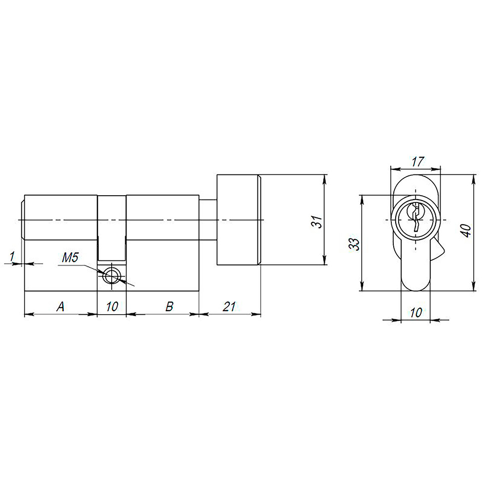 Цилиндровый Ajax (Аякс) механизм (AX102/80) AX1002Knob80 (35+10+35) CP хром с вертушкой - Вид 2